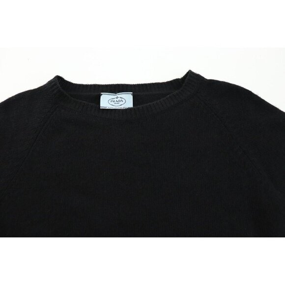 Prada Women Size 40 US2 Black Short Sleeve Crew Sweater Wool Cashmere Knit Tunic - Picture 2 of 8